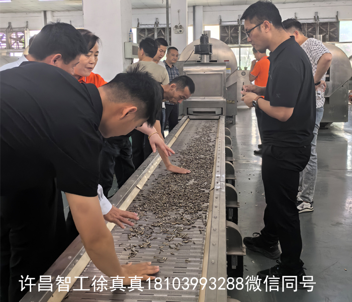 現(xiàn)場試機(jī)全自動(dòng)炒瓜子流水線一小時(shí)1噸